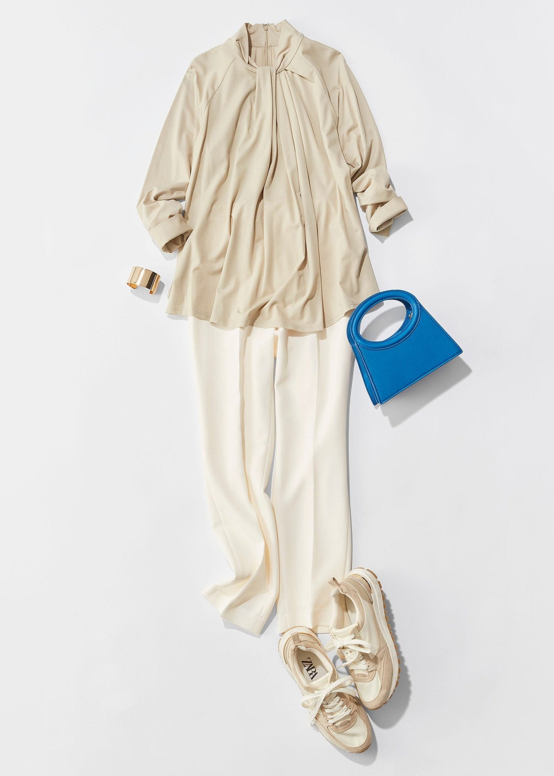 中線壓褶錐形褲