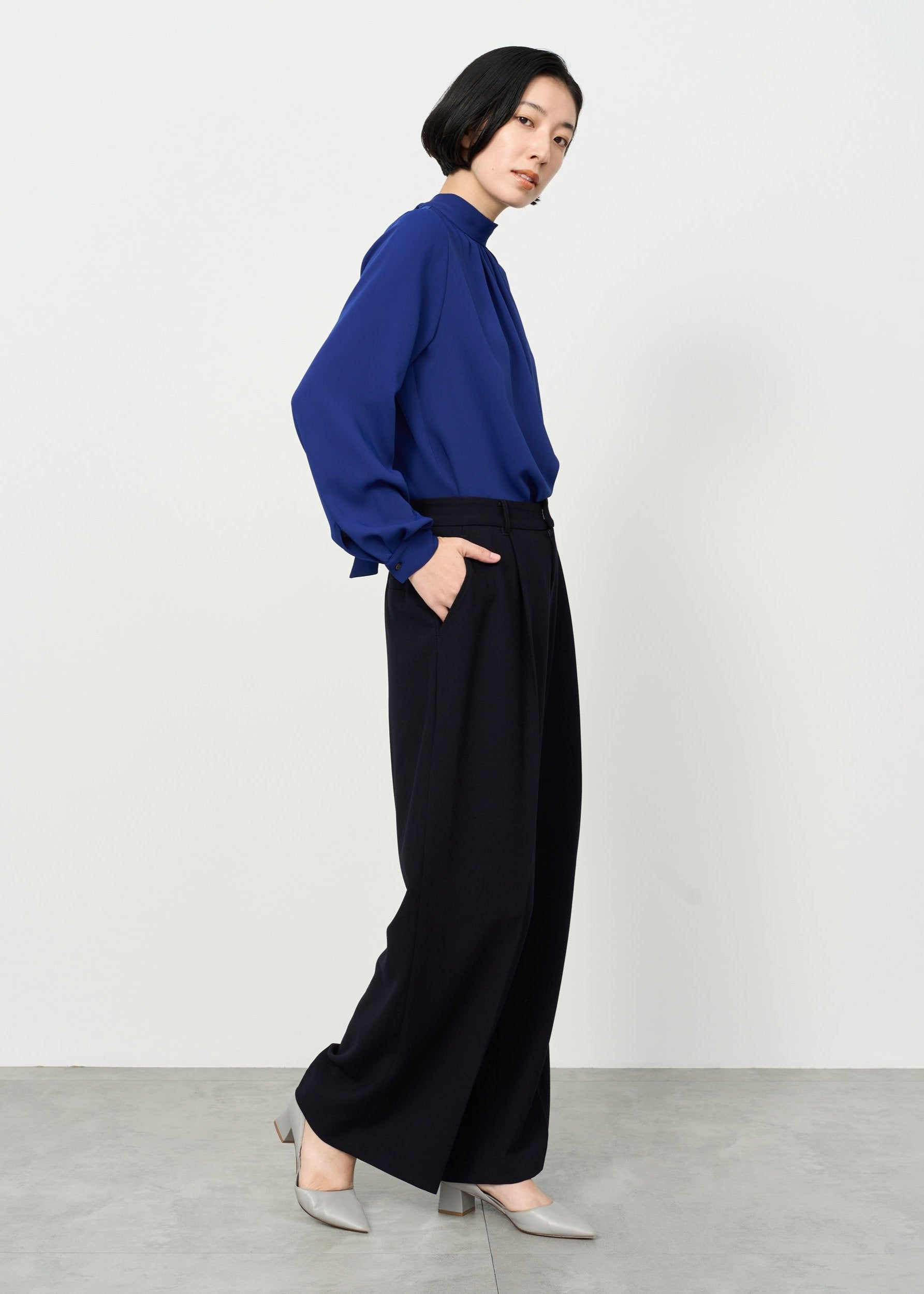 Wool-like Pleated Wide Pants