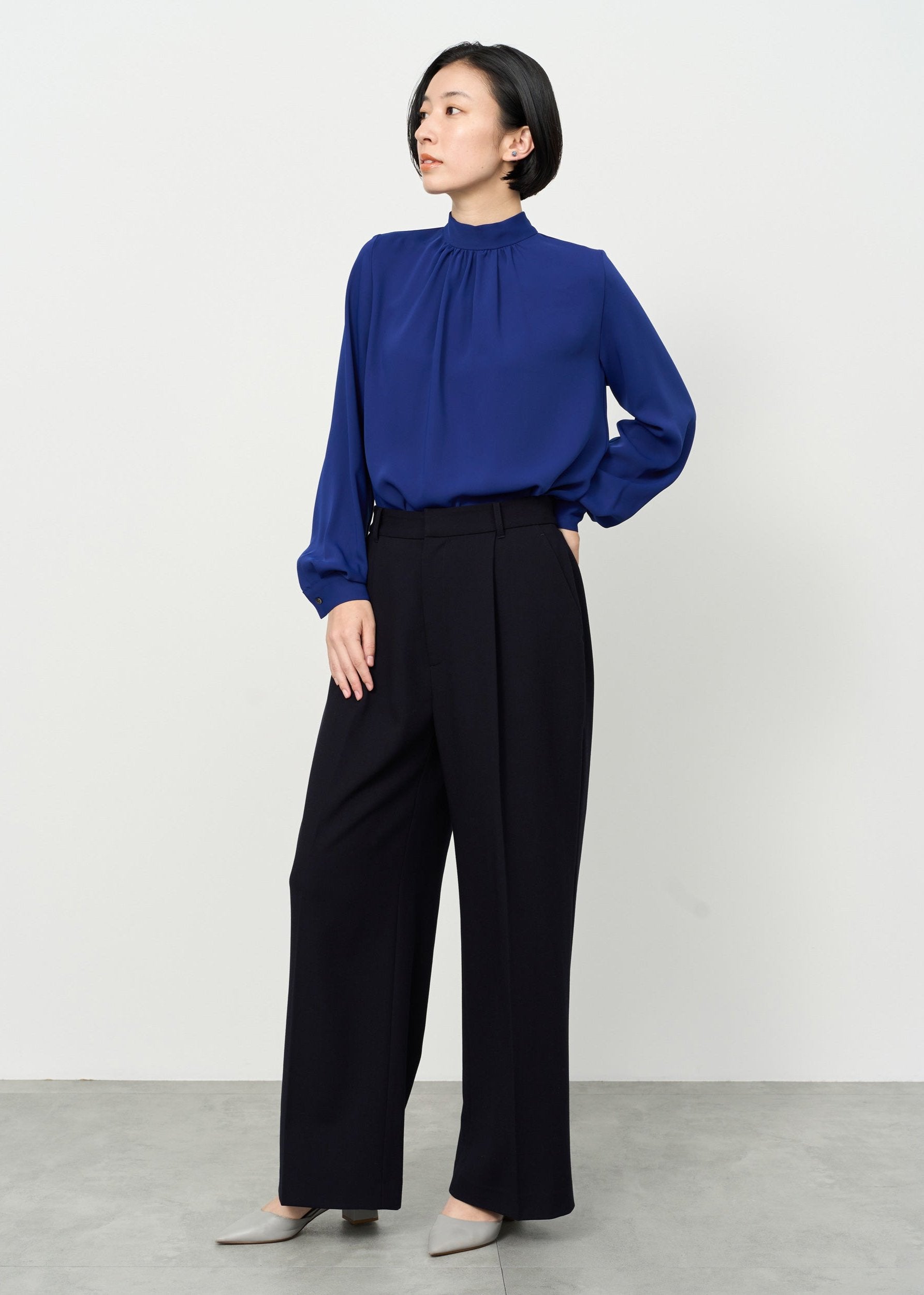 Wool-like Pleated Wide Pants