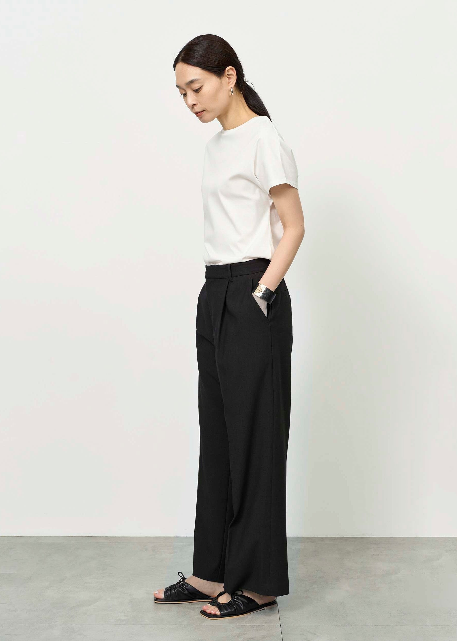 Wool-like Pleated Wide Pants