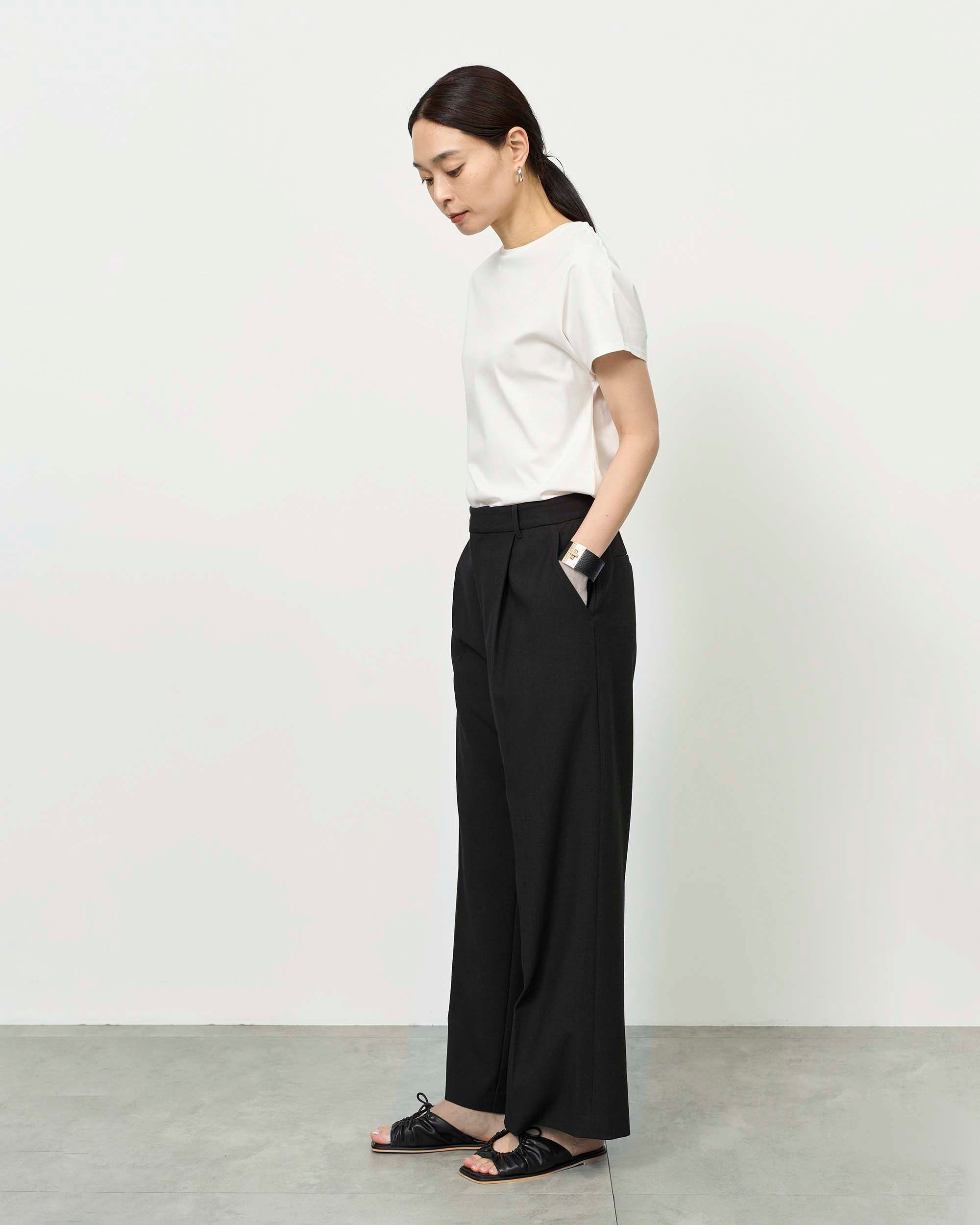 Wool-like Pleated Wide Pants