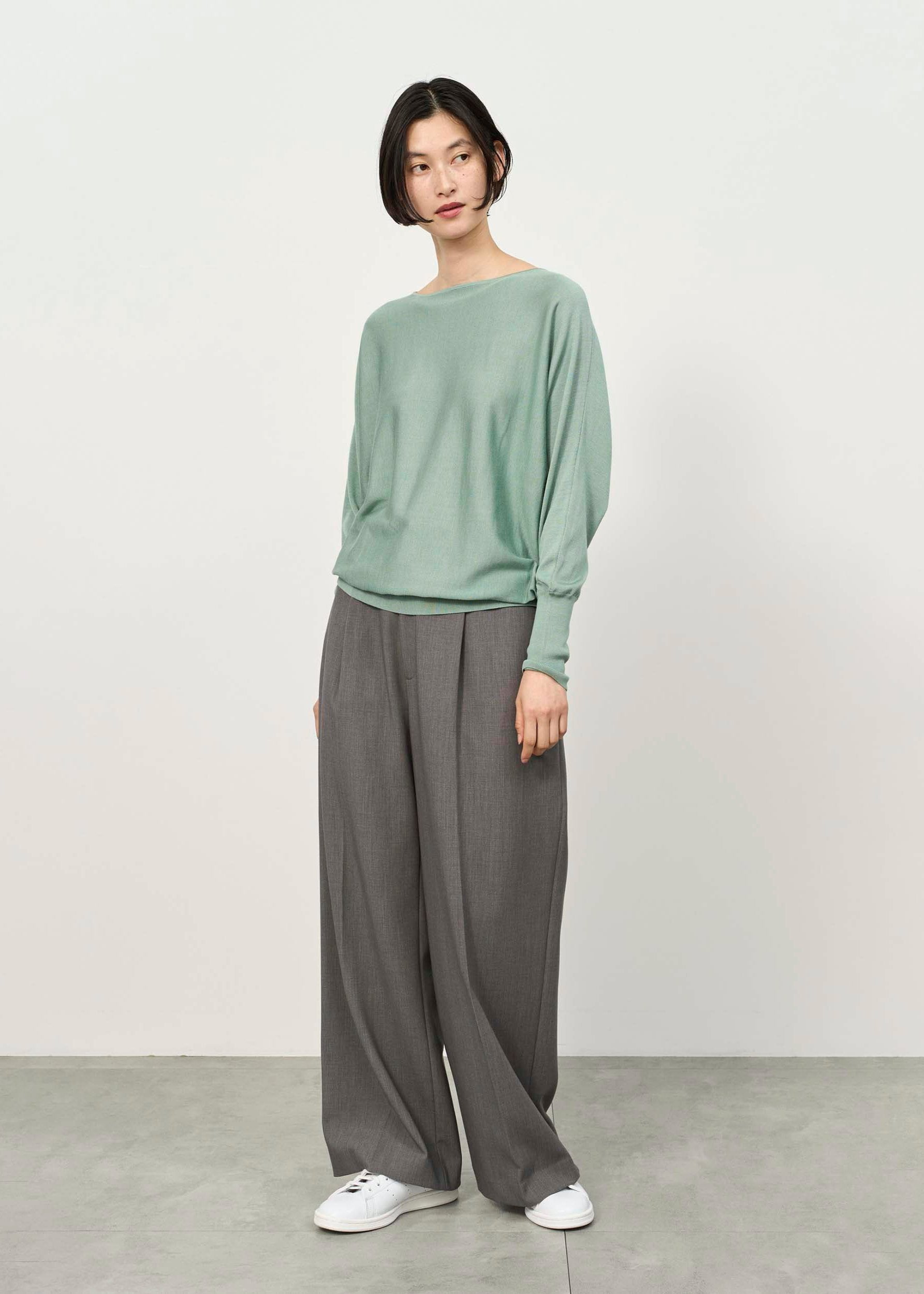 Wool-like Pleated Wide Pants