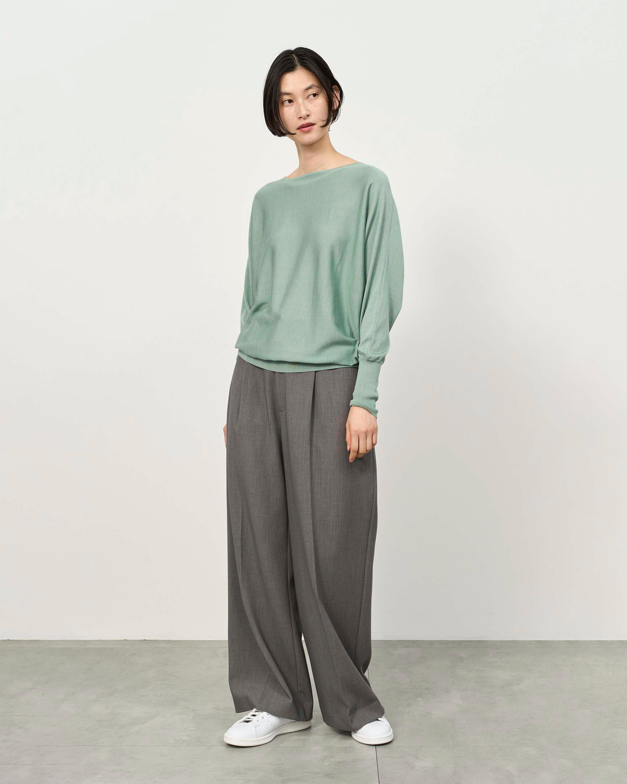 Wool-like Pleated Wide Pants