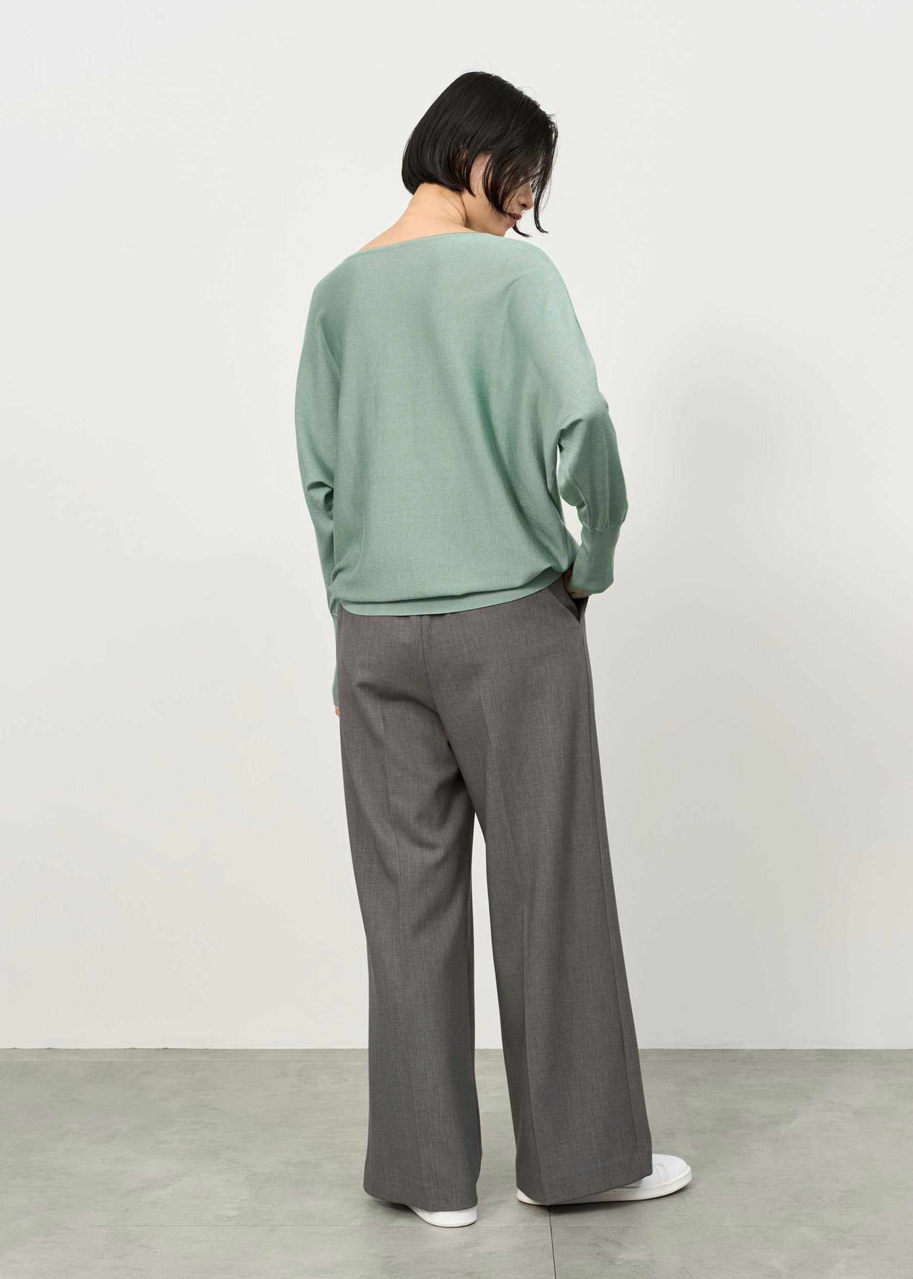 Wool-like Pleated Wide Pants