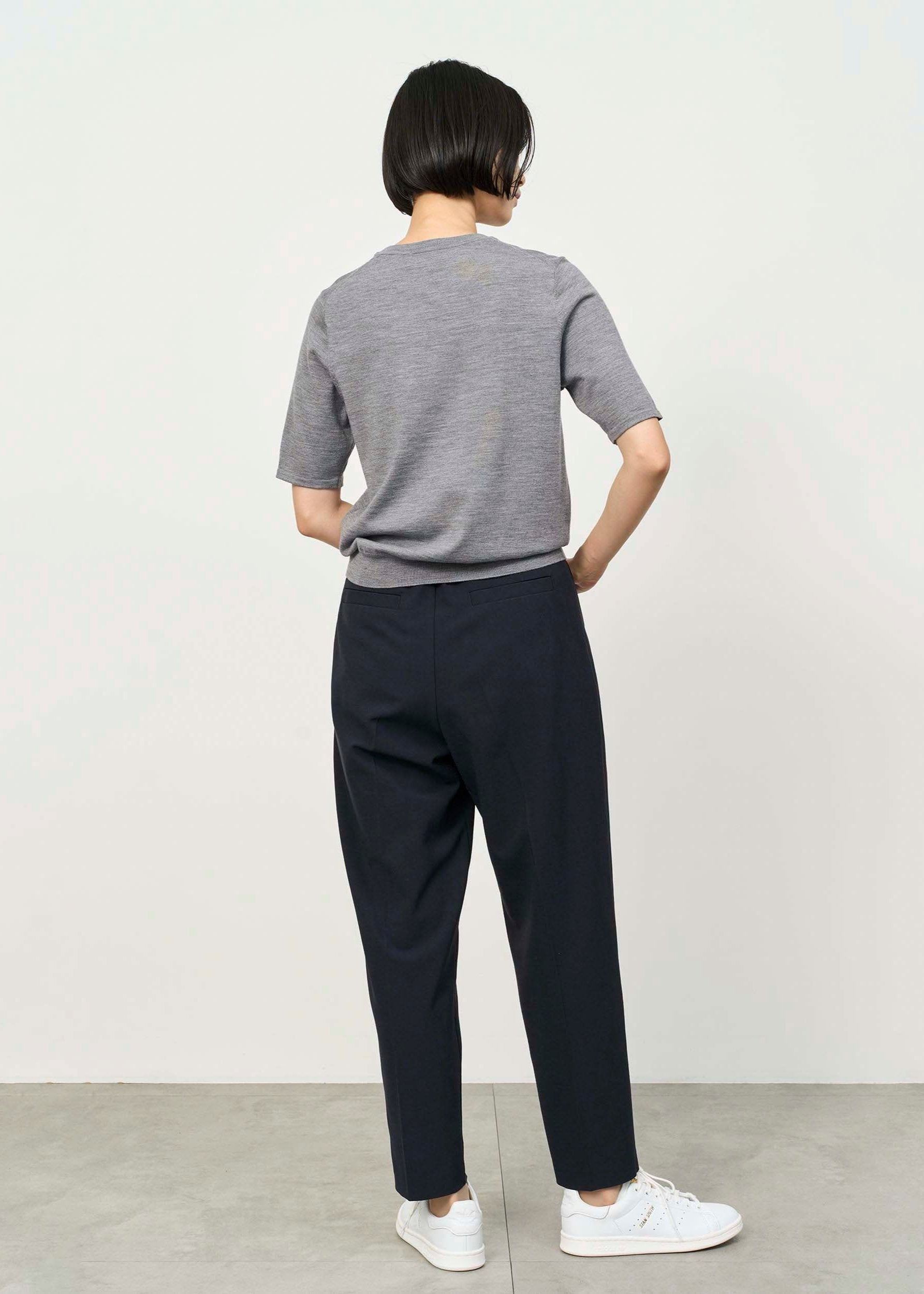 Wool-Like Stretch Barrel Pants