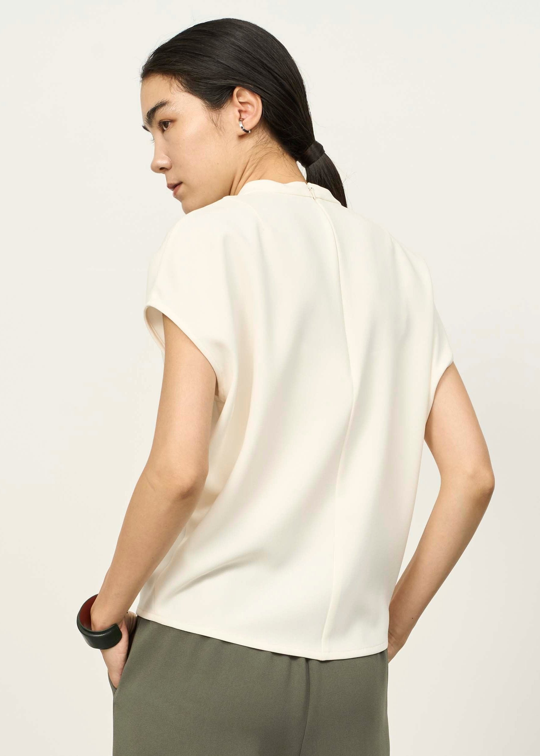 Stand Collar Cocoon Blouse