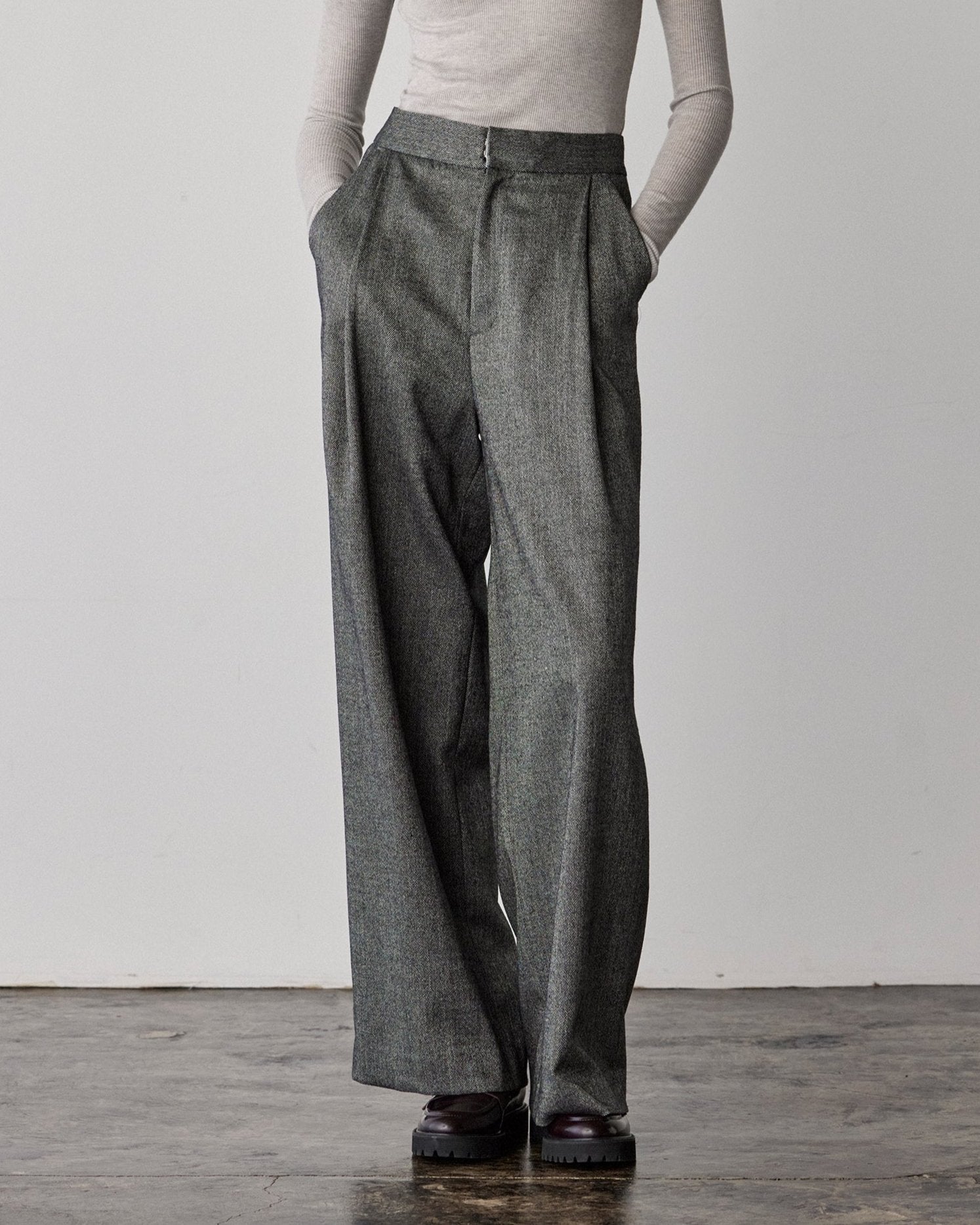 Herringbone Wide Pants