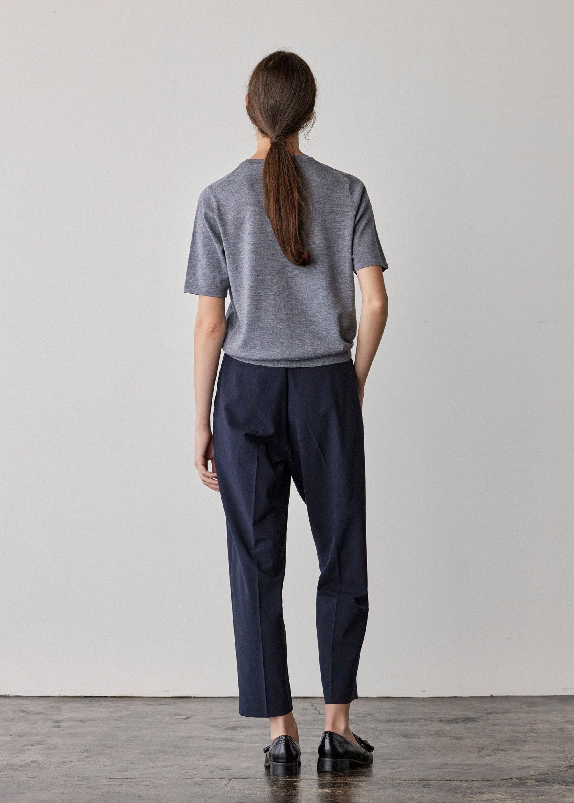 Wool-Like Stretch Barrel Pants