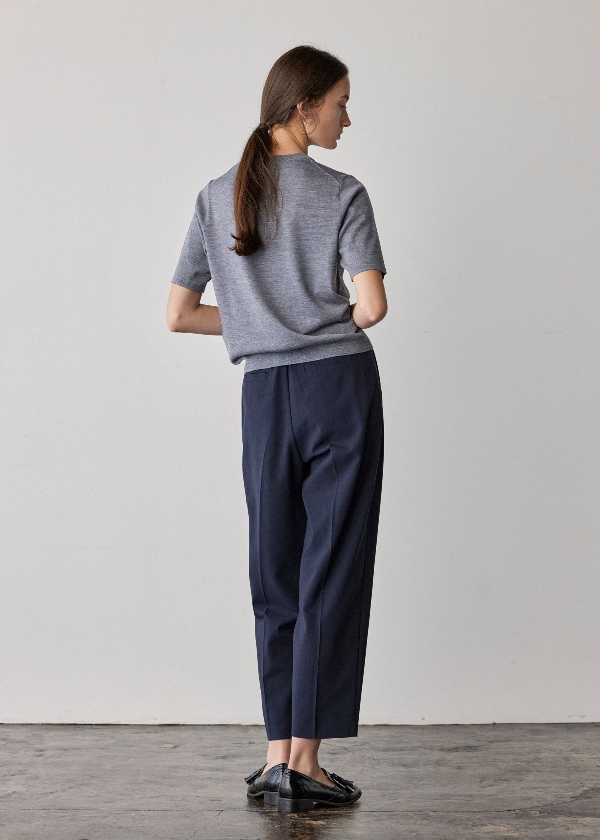 Wool-Like Stretch Barrel Pants