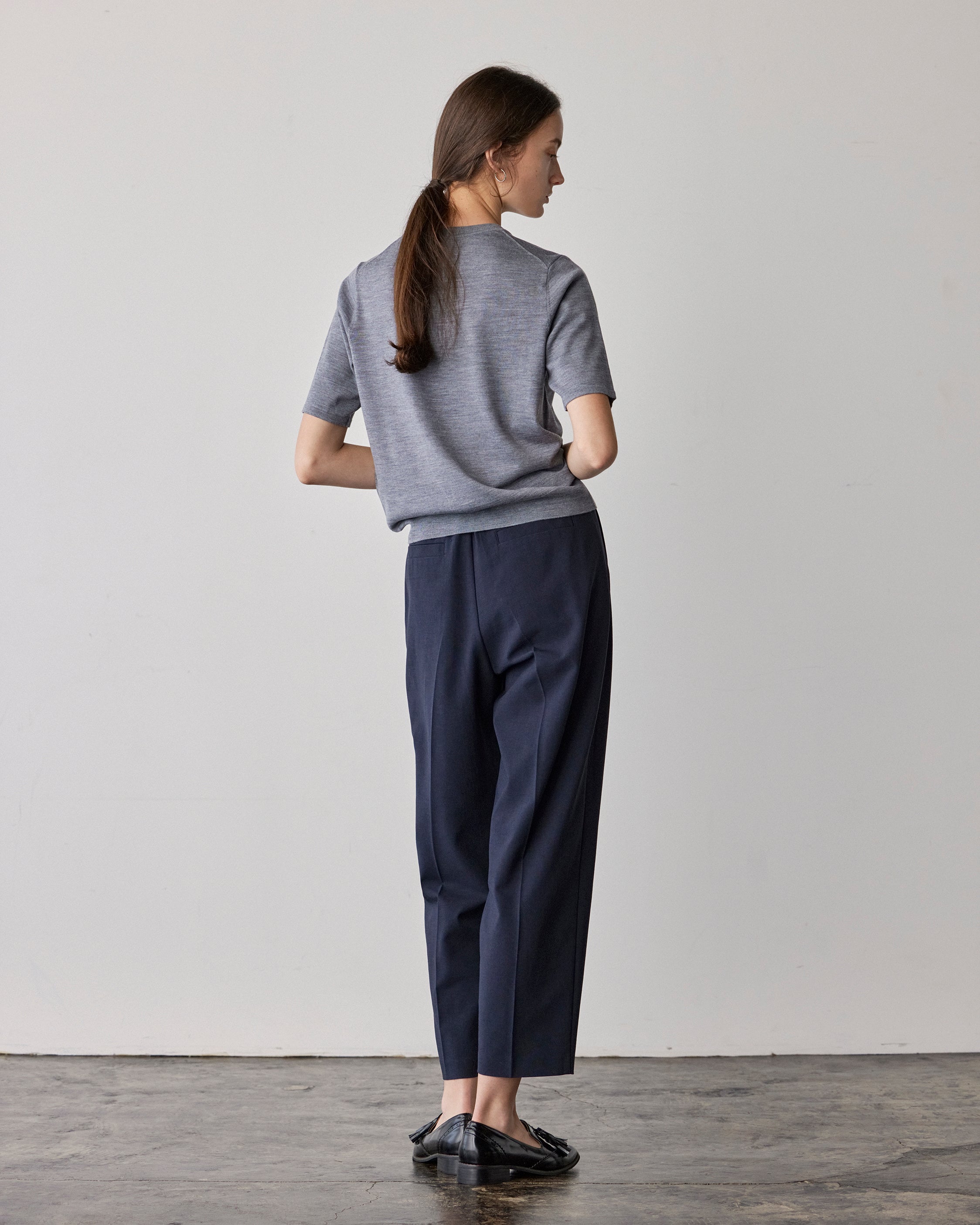 Wool-Like Stretch Barrel Pants