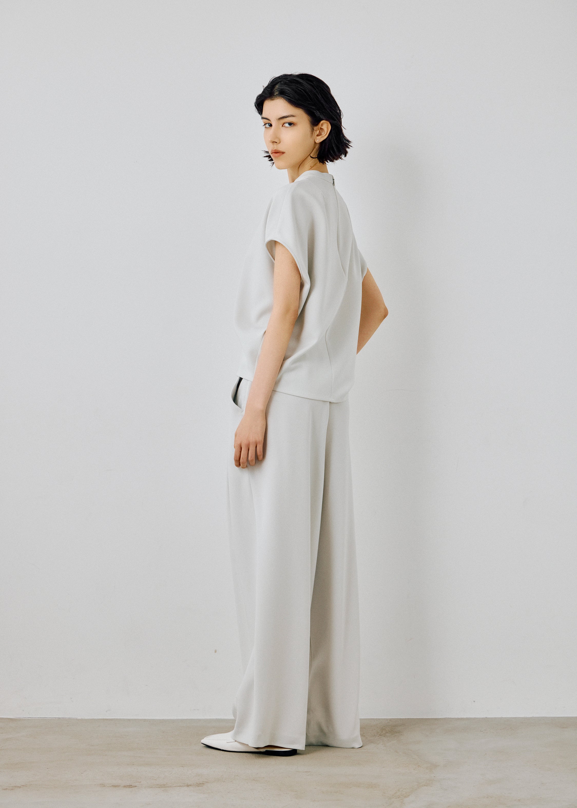 Stand Collar Cocoon Blouse