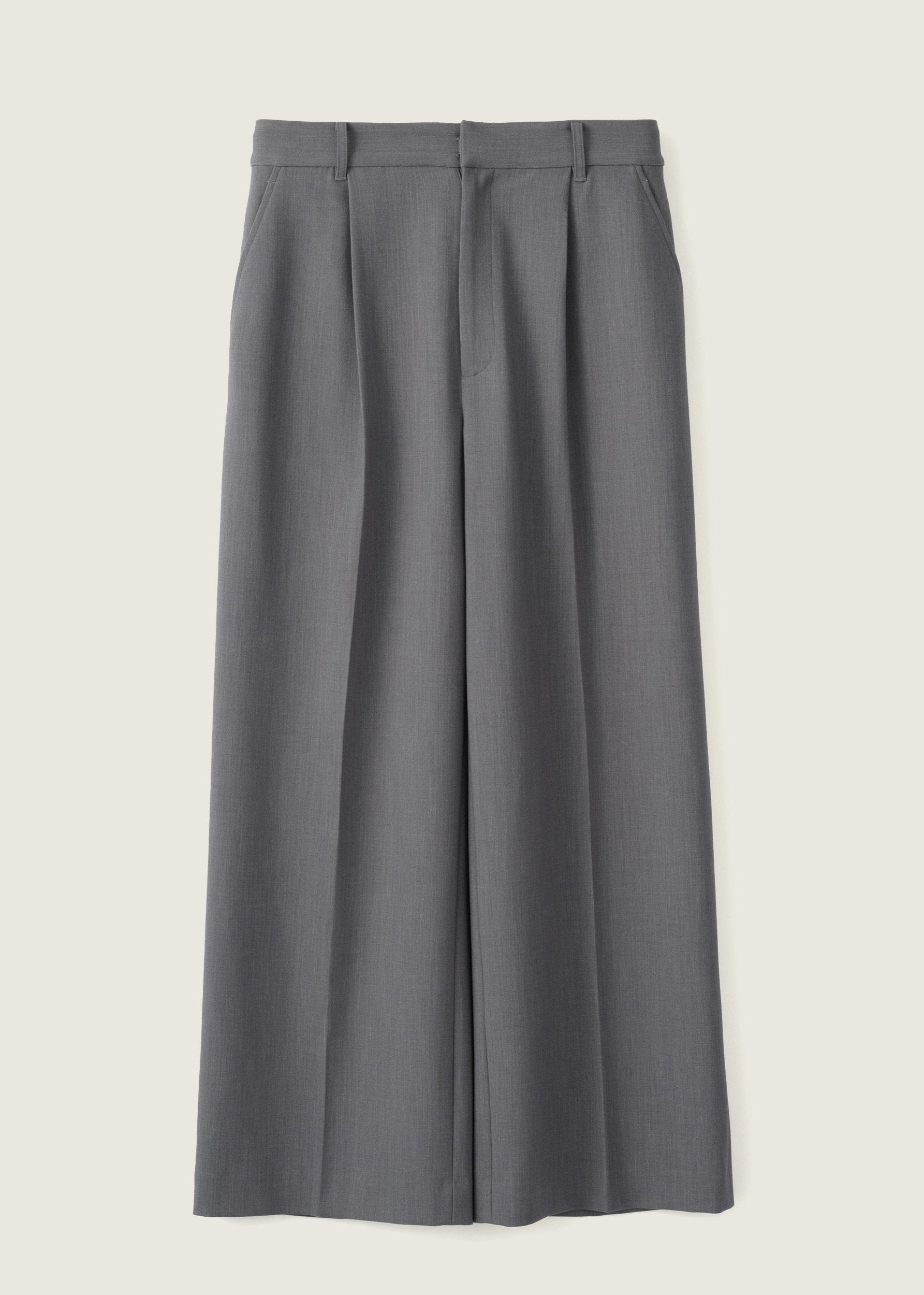 Wool-like Pleated Wide Pants