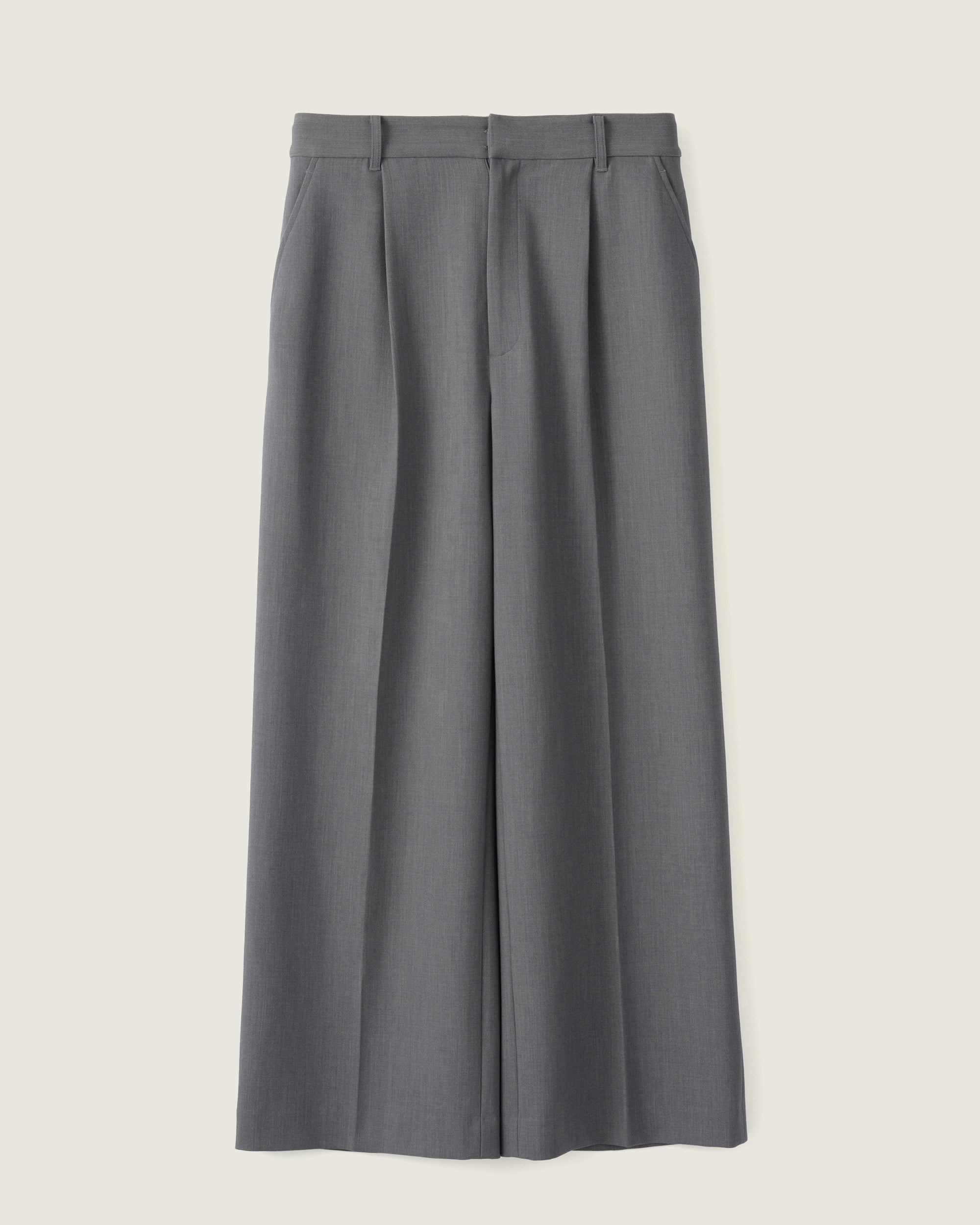 Wool-like Pleated Wide Pants