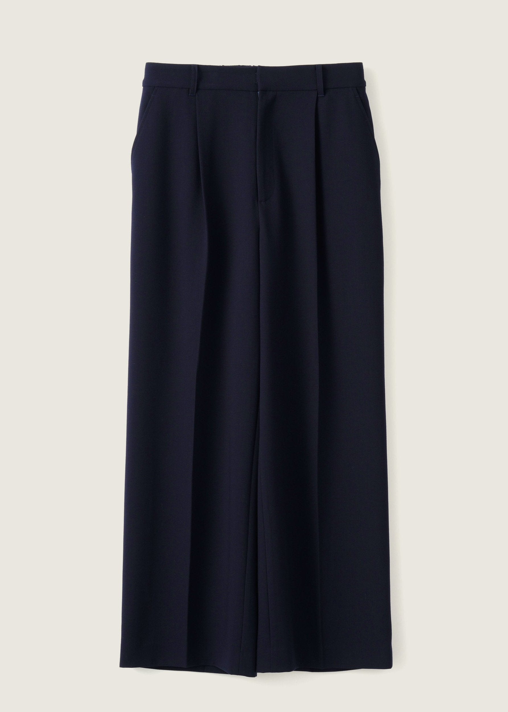 Wool-like Pleated Wide Pants