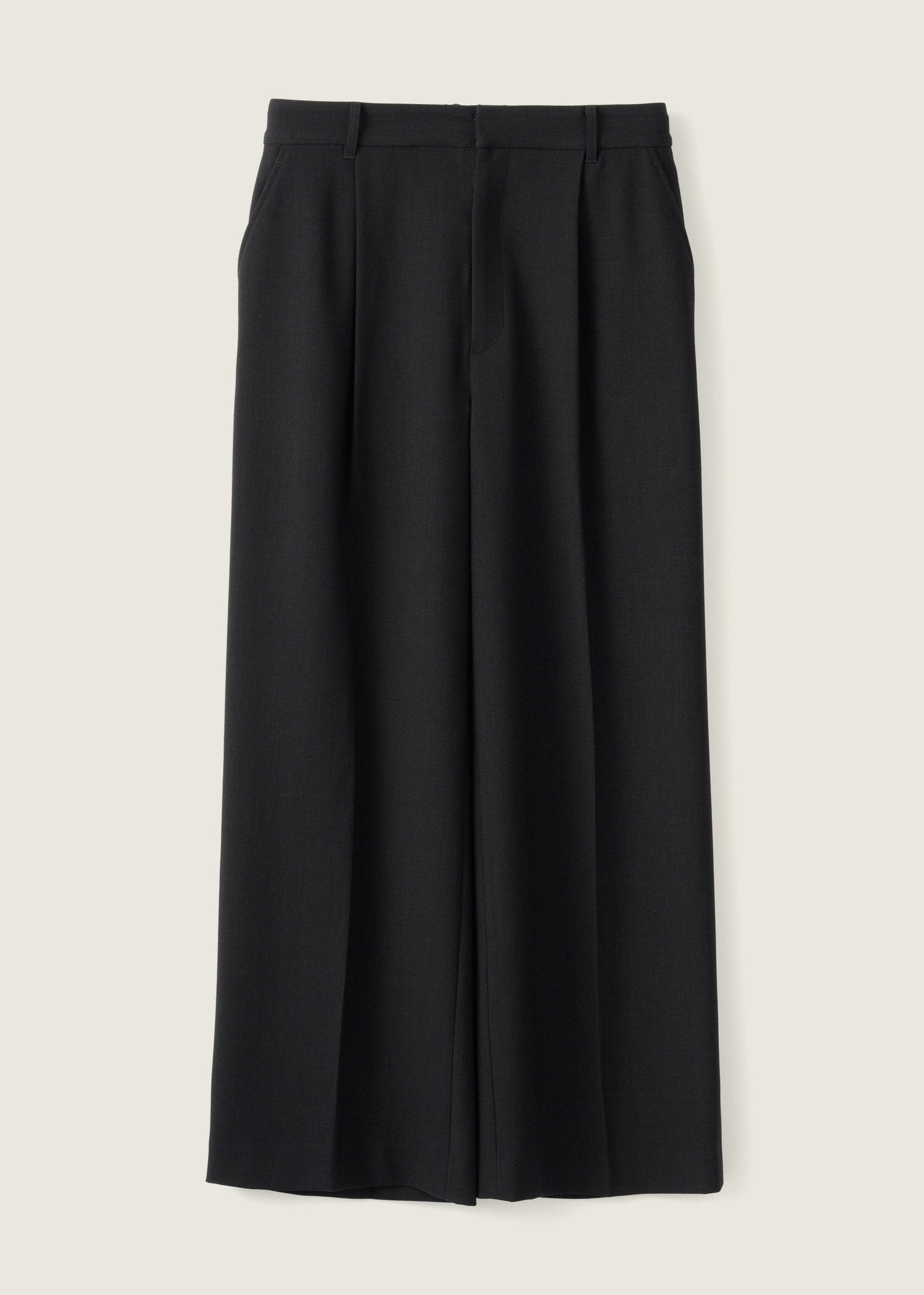 Wool-like Pleated Wide Pants