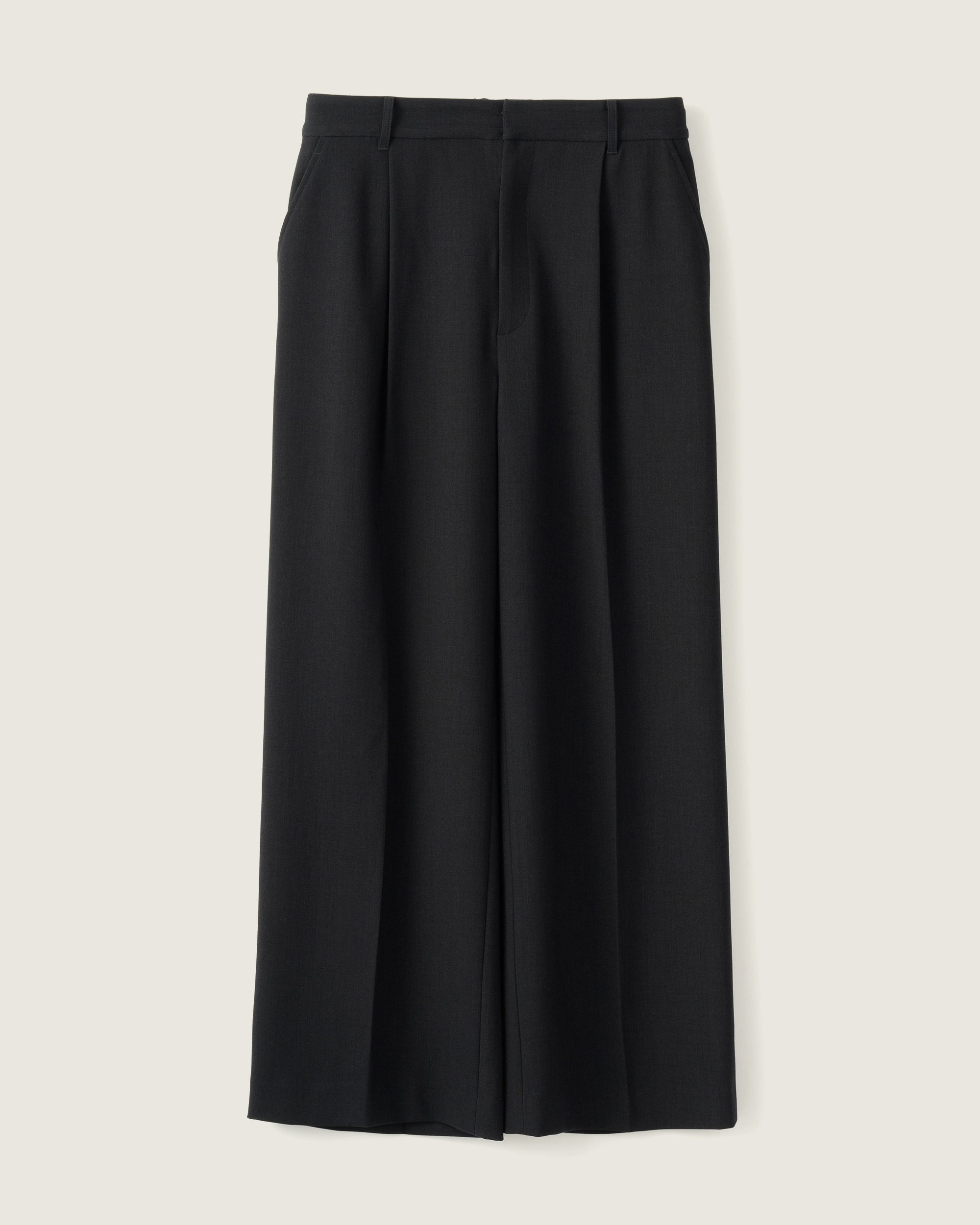 Wool-like Pleated Wide Pants